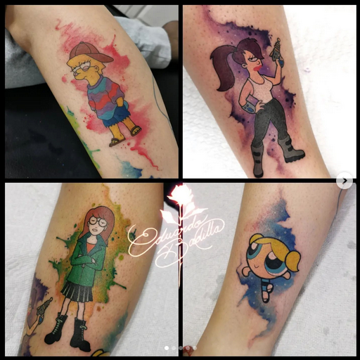 imágen de tatuajes de distintas series hechas a color